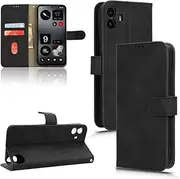 Magnetic Flip Cover Scratch Proof Phone Case Compatible with Nothing CMF Phone 1 CMFPhone1 Phone Cover Luxury Business Stand Holder Card Slot Phone Shell (Black,Nothing CMF Phone 1)