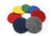 Handmade Pom Pom Trivet -Wool Felt Potholder -Felt Ball Kitchen Trivet