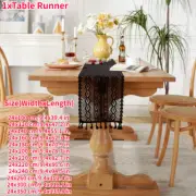 Lace Table Runner Cotton Hollow Crochet Fringed Doilies Rectangle Tablecloth