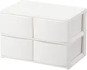 Sanka Postdeco NpdW-CWH Drawer Storage Box Perfect Fit for Color Box, Wide, 2 Tiers Deep (4 Drawers) White, Rubber Stopper to Prevent Shifting, Stackable Chest, Locking Mechanism, Made in Japan, Color