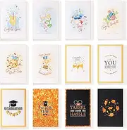 Graduation Cards Assortment 12 Pcs, 10 * 14 CM Happy Graduation Congratulations Card with Envelopes and Stickers Blank Inside Encourage Card Gift Card for Students Children Lover Friend