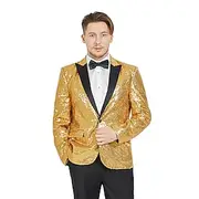Retro Vintage 1980s Shiny Metallic Tuxedo Suits Blazers Disco Sequins Slim Fit Men's Carnival Costume Christmas Halloween Carnival Pride Parade Pride Month Ad