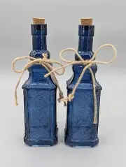 Ashland Indigo Corked Glass Bottles 9.25" Set of 2 Sisal Twin Rope