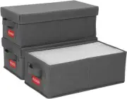 DVD Storage Box - Stackable Case Holder Organizer, 3PACK, Grey