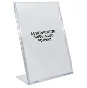 A4 Single Sided Clear Acrylic Plastic Sign or Menu Holder SHLA4 - L-Shape