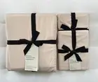 West Elm ORGANIC WASHED COTTON PERCALE Duvet King & King Shams Sand Melange NWT
