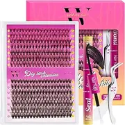 Lash Extension Kit 280PCS Eyelash Clusters 30D 40D DIY Eyelash Extension Kit Individual Lashes Natural Lash Clusters Kit with Lash Bond and Seal Tweezers(D-Mix9-16mm Kit)
