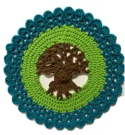 TREE OF LIFE Doily Mandala TABLE MAT RUNNER /TRIVET CROCHET HANDMADE NEW-green
