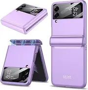 [Miimall] Compatible with Samsung Galaxy Z Flip 4 Case Hinge Protection, Ultra-Thin Hard PC Magnetic Hinge All-Inclusive Anti-Drop Camera Lens Protector Case for Samsung Galaxy Z Flip 4 5G 2022 (Purple)