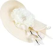 [TOVINANNA] Fascinators Hats for Women Net Headdress Bridal Hair Accessories Butterfly Fascinator Headband for Wedding Party Beige