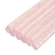 12pcs Mini Hot Glue Sticks for Glue Gun 0.27"x4" Glitter Transparent Pink