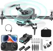 B-Qtech Drone with Cameras 4K, Brushless Motor, RC Foldable FPV WiFi Live Transmission Drone for Kids Beginner with 2 Cameras, Obstacle Avoidance, One Key Start/Landing, Headless Mode