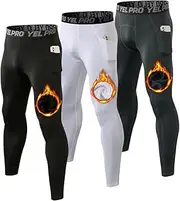 [POIHIDE] Mens Thermal Leggings Underwear Warm Pants with Pocket Running Legging Athletic Quick Dry Compression Tights Leggings