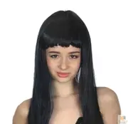 LONG WIG Straight Party Hair Costume Fringe Cosplay Fancy Dress 70cm Womens - Black (22450)