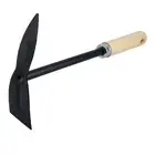 12.4" Length Wood Handle Dual Head Metal Hand Garden Hoe