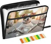 Quteprint 13 Pockets Expanding File Folder with Zipper Closure, Cute Cool Dog Accordion File Folder with Sticky Labels, Letter Size A4 Papers Expandable File Document Organizer