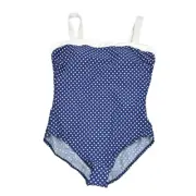 Miraclesuit Miracle Polka Dot One-Piece Swim Suit Size 18 Navy & White