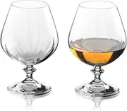Brandy Glasses Cognac Snifters - 'Mirage'- Pair of Optic Effect Fluted Brandy Glasses - Set of 2