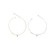 French Light Luxury Style Square Pendant Clavicle Chain Handmade Necklace Women