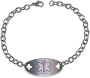 [Max Petals] Blood Thinner Identification Bracelet Medical Alert ID with 9 Inch Chain, 9 inch, Rubber, no gemstone