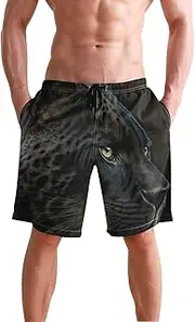 [XYMZR] Men's Swim Trunks Black Cheetah Eyes Quick-Dry Bathing Suit Swimming Board Shorts S