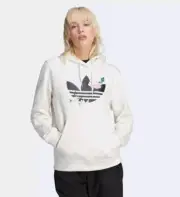 ADIDAS WOMEN CLOUD WHITE/ BLACK FLOWER EMBROIDERED STRIPE HOODIE & PANT SET SZ L