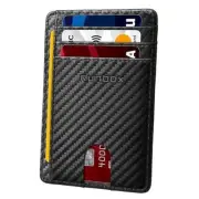 Black Slim Minimalist RFID Blocking Front Pocket Leather Wallets for Men