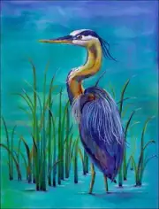 Heron Bird Accent & Decor Tile Susan Libby Wildlife Art SLA055AT