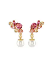 Swarovski Gema Sakura Imitation Pearl & Crystal Mixed Cut Drop Earrings