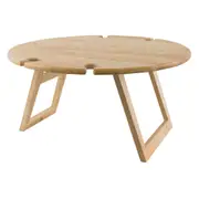 Peer Sorensen Rubberwood 50cm Folding Picnic Table Round Portable Desk Natural