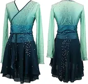 [Zagitova] Figure Skating Competition Dress for Girls Gradient Adult Women Performance Dance Outfit with Shiny Rhinestone