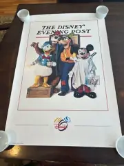 The Disney Evening Post Barbershop Poster Mickey Donald Goofy 24" x 36"