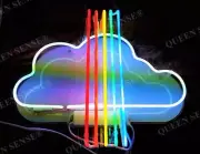 Cloud Rainbow Acrylic 17"x14" Neon Light Sign Lamp Display Home Decor Real Glass