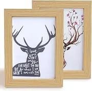 RINGSUN Photo Frames 4x6, 2-Pack Picture Frames Wall Hanging and Tabletop Stand, Photo Frames with Adjustable Bracket and Wall Mount Hooks, Wood