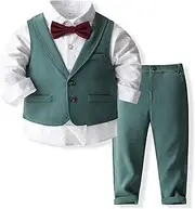 [Kimocat] Baby Boys Gentleman Bowtie Formal Outfit Suits Tuxedo Vest Wedding Party Suit