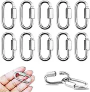 10 Pack 304 Stainless Steel M3.5 Chain Link, 1/8 Inch D Shape Locking Quick Chain Repair Links Pets Keychain for Outdoor Traveling Equipment