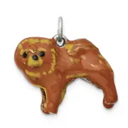 Sterling Silver Enameled Chow Dog Charm