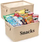 2 Pack Snack Storage Organizer Basket Bins for Pantry Shelf and Countertop, L...