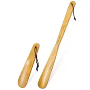 2 Pcs Log Shoehorn Women Shoes Long Handle Handhold with Loop House for Men's
