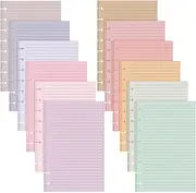 PerKoop 12 Pack 600 Sheets Half-letter Size Discbound Lined Planner Refill 5.5'' x 8.5'' College Ruled Size A5 8 Disc Notebooks 12 Colors Disc Notebooks Refill for Journaling(Dreaming Color)