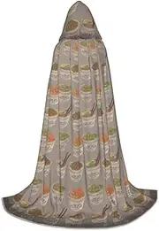 VPPUR Egg Cup Noodle Ramen Print Unisex Hooded Cloak For Carnival Theme Party Decorations Witch Costume Cosplay