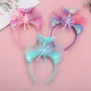 Mermaid Headband Light up Flashing Mermaid Tail Hair Loops For Girls Party 6 pcs