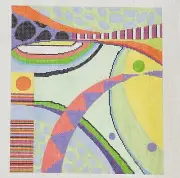 Hand painted Needlepoint canvas Penny MacLeod Sway Geometric Fun colors 11 x 12