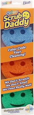 Scrub Daddy 3 Piece Color Sponge Set Non Scratch Cleaning Sponges USA Made