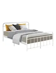 [Artiss] Leo Metal Bed Frame Queen in White