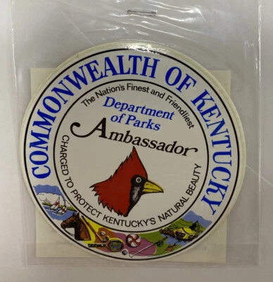 Vtg Sticker Or Window Cling - Commonwealth Of Kentucky Dept Of Parks Ambassador