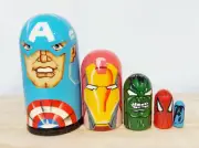 Nesting Russian dolls Captain America 10 cm. (4 in). Hand made