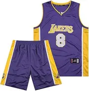 K-obe B-ryant Kids Basketball Jerseys Sets100% Polyester,Boys and Girls Black Mamba Jersey-24# Performance Training Vest Shorts Child Airy Clothing