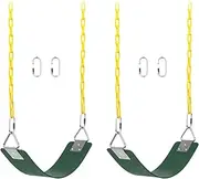 AGPTEK 2 Pack Swing Sets, Swing Seat with 66 Inch Anti-Rust Chains Thermoplastic Coated, Support 250lb/113kg, Swing Seat Cushion with Snap Hooks for Outdoors, Playground, Jungle Gym