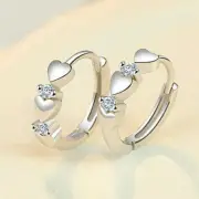 Elegante corazón 925 Pendiente aro de plata Mujer Joyas de zafiro blanco Un par.